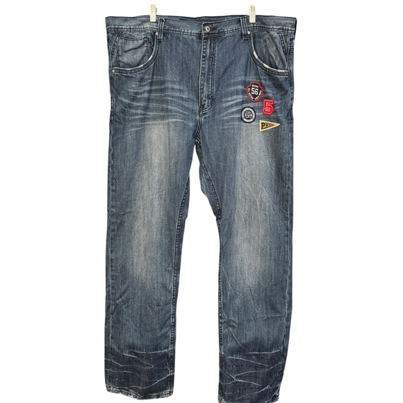 Parish Nation Men’s 44 Patched Straight Leg Jeans - Picture 1 of 9